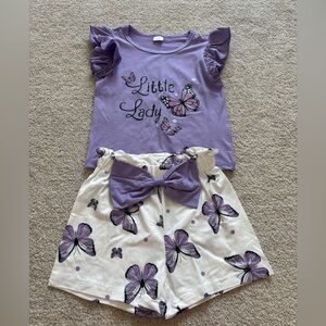 Purple Butterfly Kids Matching Set 4T NWOT